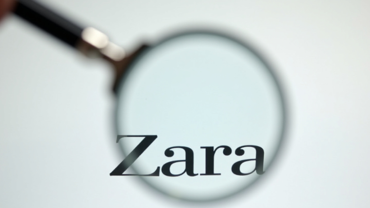 Detective-style magnifying glass examining Zara brand logo for product testing programs
