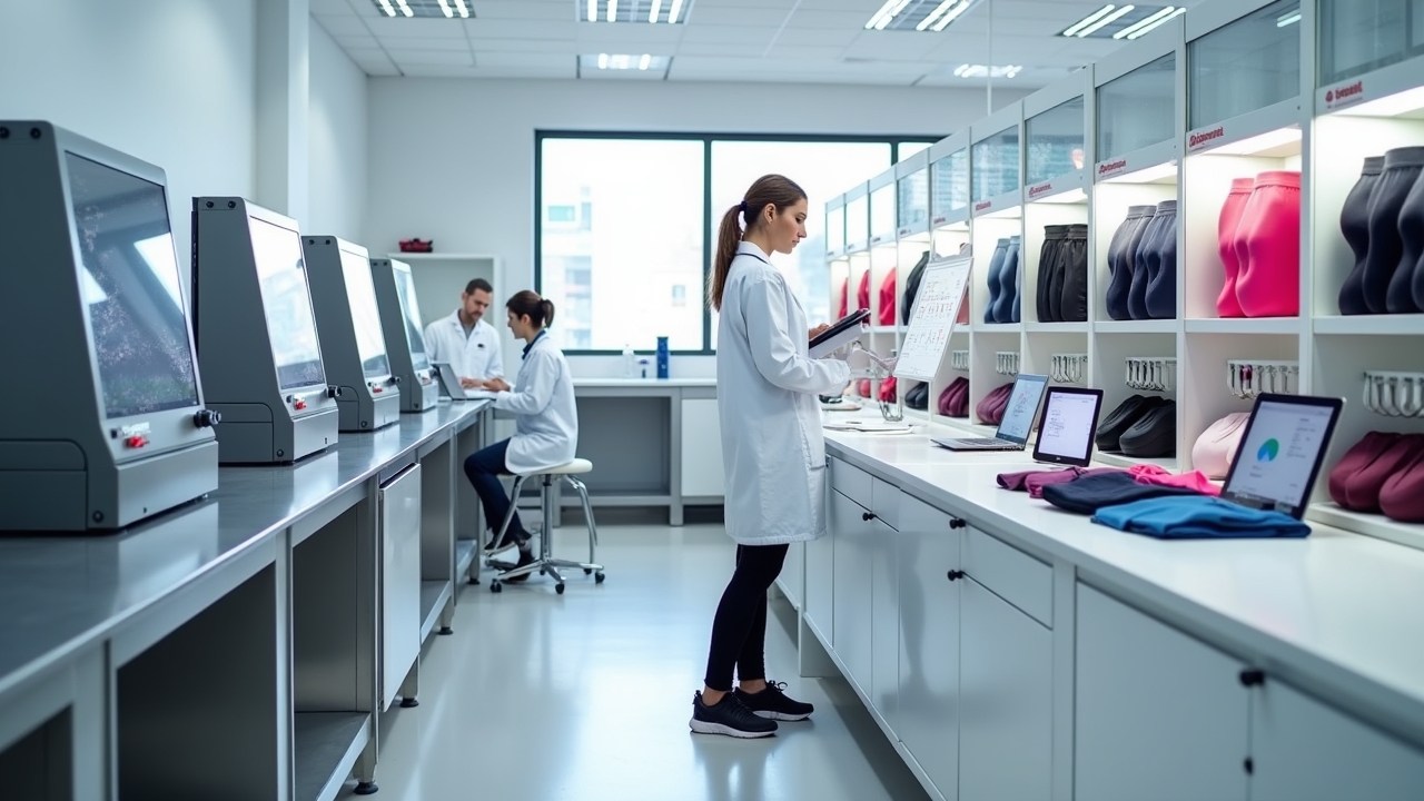 Professional product testing setup for Lululemon athleisure wear quality evaluation