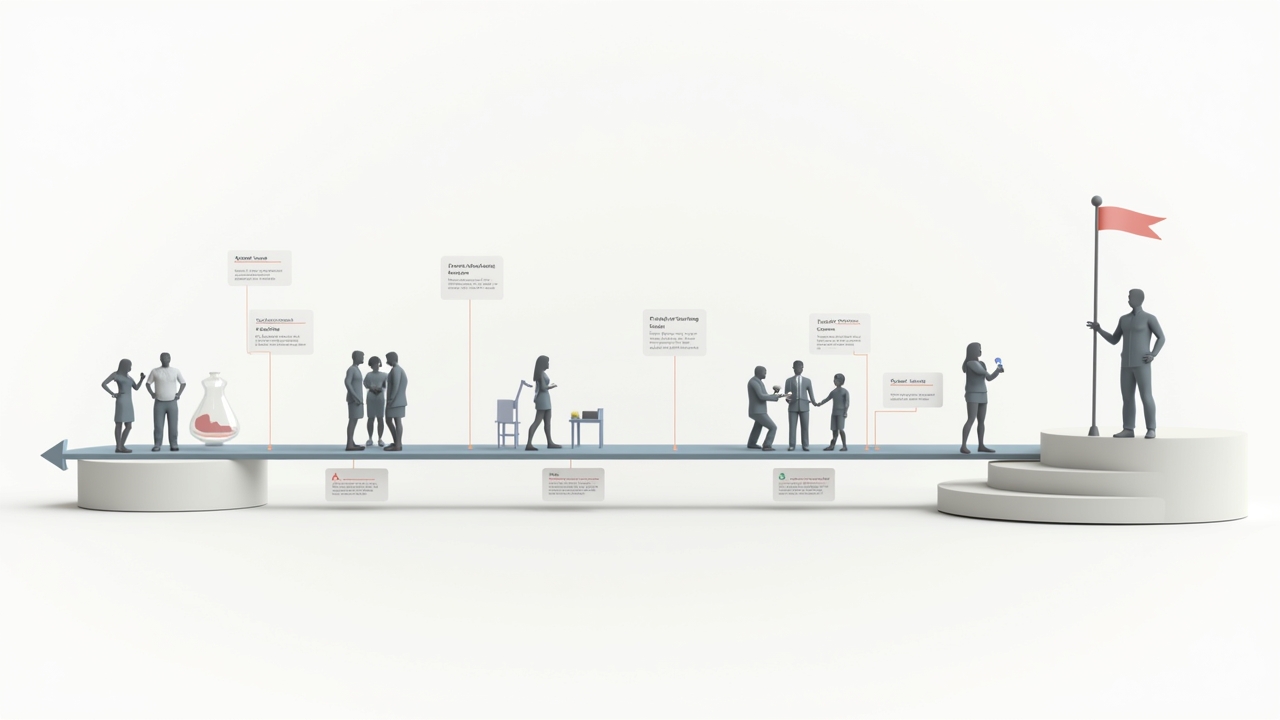 Visual timeline showing all phases of brand product testing from application to completion