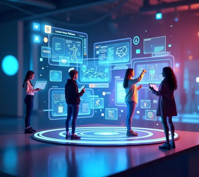 Fashion influencer creating sponsored content with brand collaboration platform interface